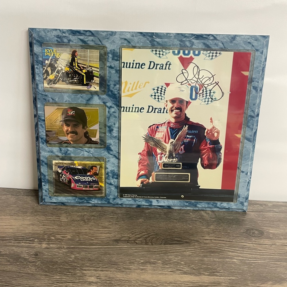 Vintage 8x10 Autographed Picture Mounted on 12x15 Plaque w/3 Trading Cards.